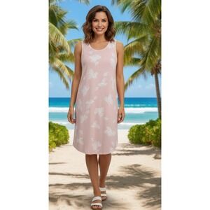 Olive + Oak Sleepwear Tropical Palm Leaf Print Tank Dress Size M Pink Scoop Neck